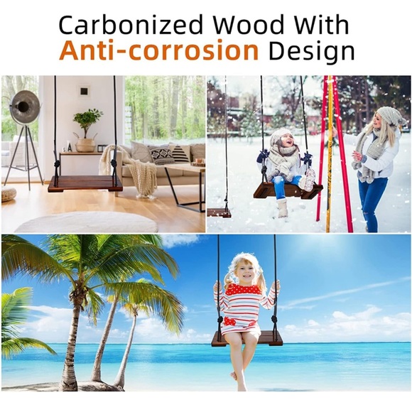 Wooden Swing Seat, Hanging Wood Tree Swings Seat - Picture 4 of 5